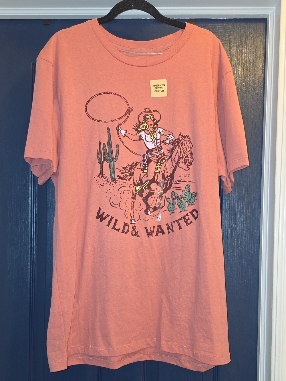 Ariat Women's Large Pink Western 'Wild & Wanted' Graphic Tee